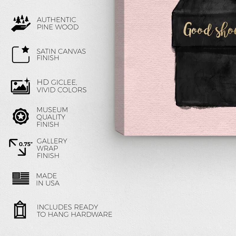 Wynwood Studio Canvas Fashion and Glam Good Shoes and Good Places Pink Pink and Pastel Pink Glam Wall Art Canvas Print