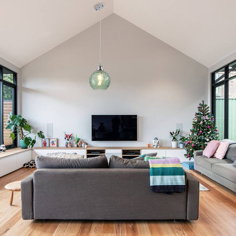 1-Light Metal Hanging Pendant Light with Glass Shade for Kitchen Island