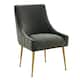 Irina Dining Chair Velvet Side Chair with Stainless Steel Leg - Dark Grey/Gold