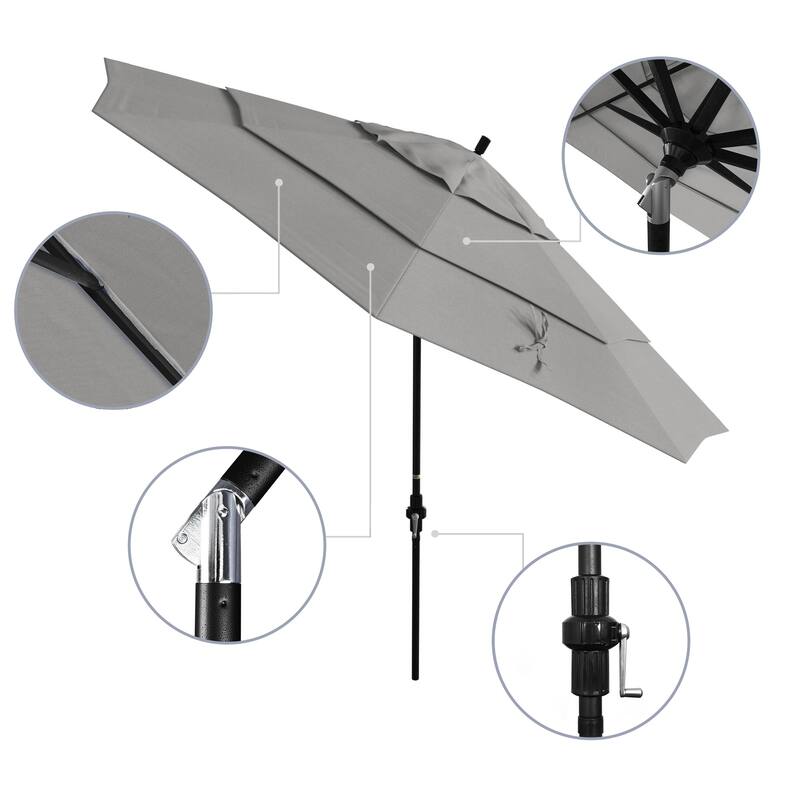 California Umbrella 11-Foot Round Aluminum, Crank Open Collar Tilt Patio Umbrella, Sunbrella Fabric