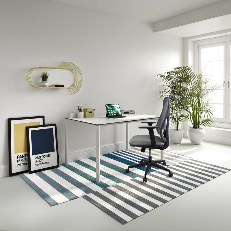 Ergonomic Office Desk Chair | High Back Mesh with Upholstered PU Leather Cushion Seat | Reclining Tilt Adjustable Lumbar Support