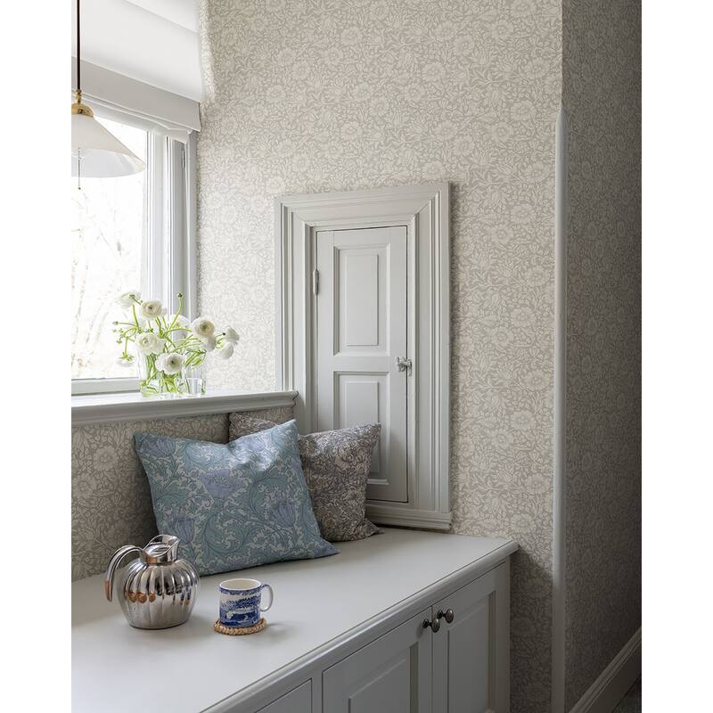 A-Street Prints Mallow Grey Floral Vine Wallpaper