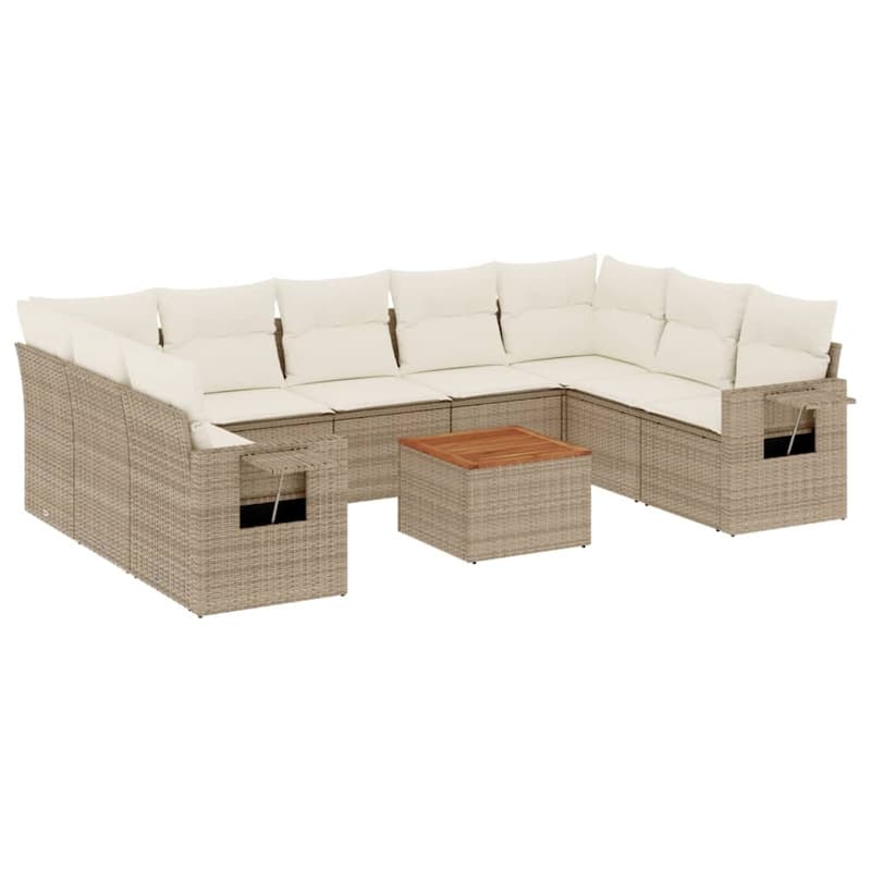 vidaXL Garden Sofa Set with Cushions Outdoor Sofa Set Corner Seat Poly Rattan