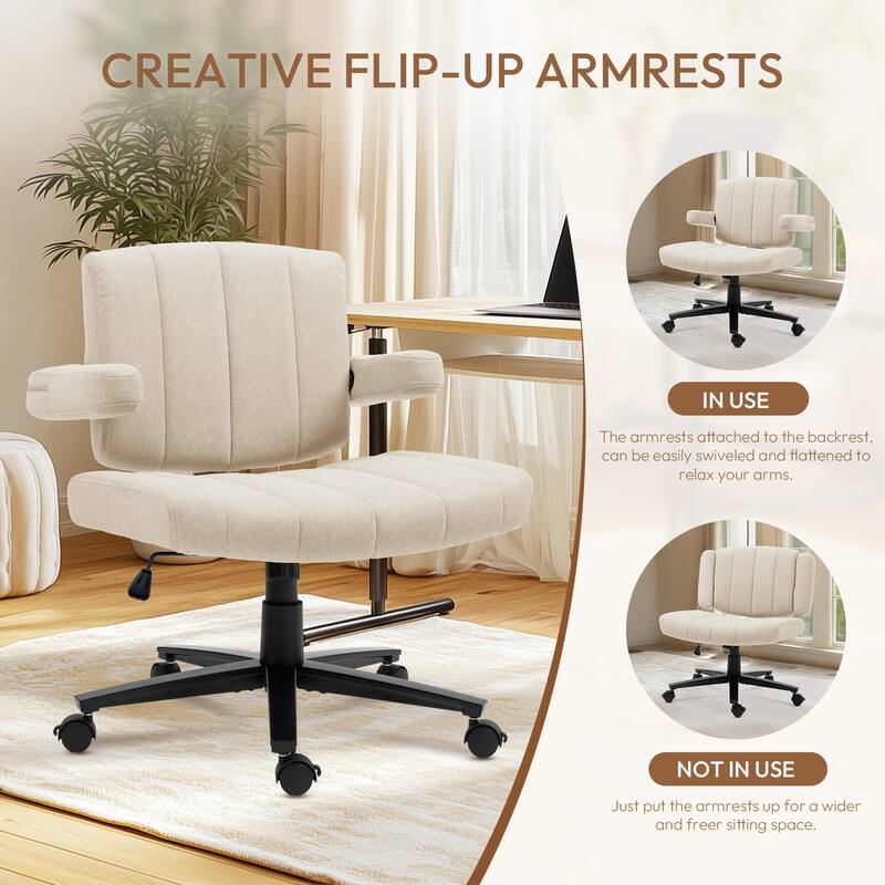 Home Office Chair, Fabric Criss Cross Swivel Desk Chair with Wheel, Adjustable Height Computer Chair for Study Work Gaming