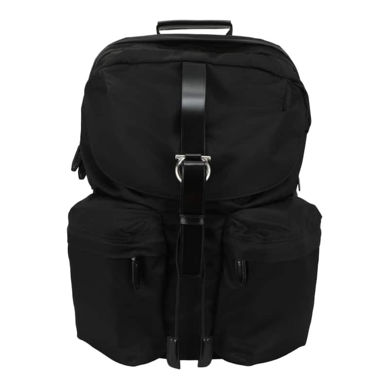 Ferragamo Nylon Gancini Technical Backpack - Black