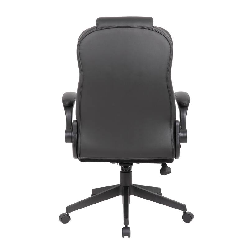 Yang Executive High-Back Armchair with Caster Wheels, Black Vinyl