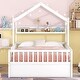 preview thumbnail 2 of 22, Pine Wood House-Shaped Bed with Twin Size Retractable Trundle, Kids Toddler Platform Bed with Apex Roof & Shelf, Full Size