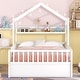 Wooden Full Size House Bed with Twin Size Trundle,Kids Bed with Shelf ...