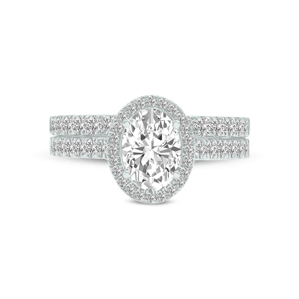 Marquee 1 3/4 Carat TW Center Oval Lab Grown Diamond Halo Bridal Set in 14Karat White Gold