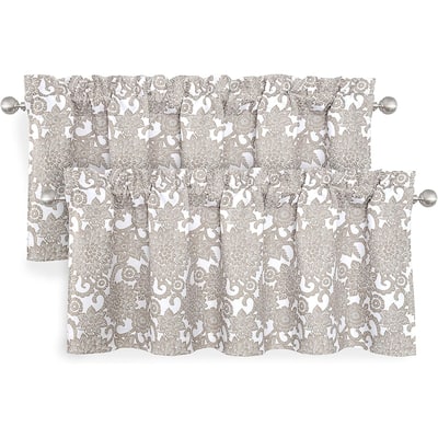 DriftAway Daisy Dahlia Blooming Flower Floral Lined Window Curtain Valance 2 Pack
