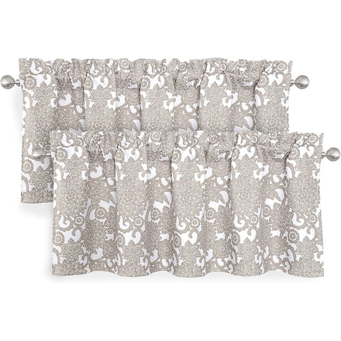 DriftAway Daisy Dahlia Blooming Flower Floral Lined Window Curtain Valance 2 Pack