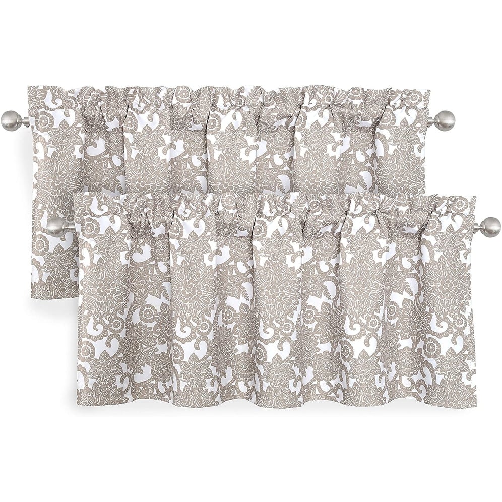 DriftAway Daisy Dahlia Blooming Flower Floral Lined Window Curtain Valance 2 Pack