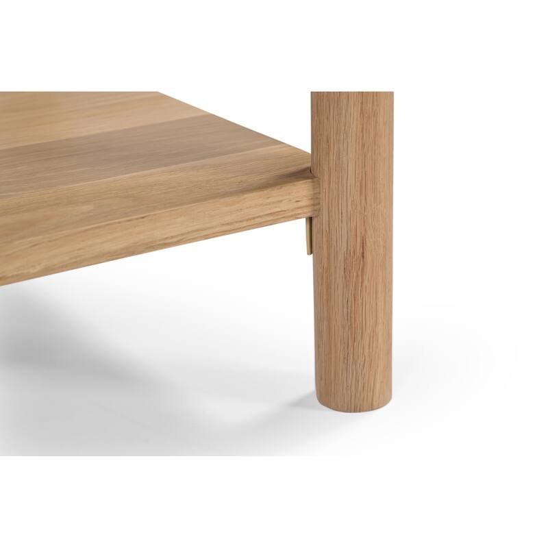 NADAAL STUDIOS Rivenor Nightstand, 1-Drawer, Dark Emperador Marble Top with Oak Body, Brown