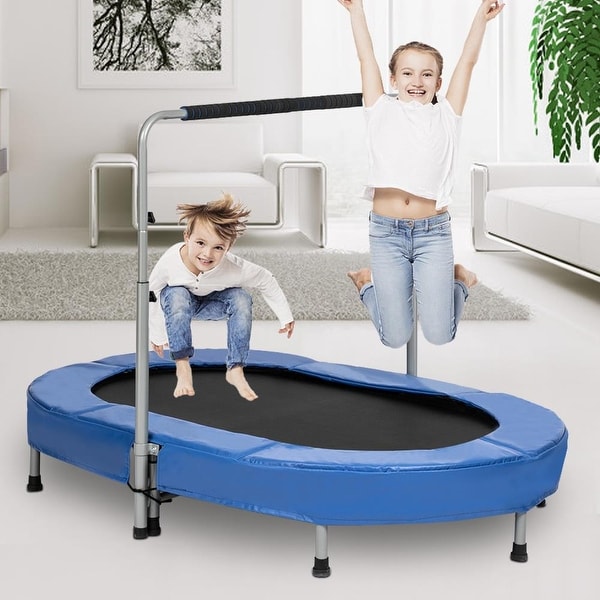 Mini Rebounder Trampoline with Adjustable Handle for Two Kids