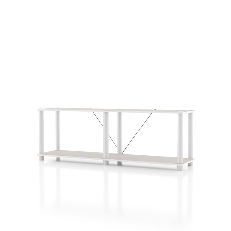 DH BASIC Modern Wood Shelving Unit with storage - Tier Shelves, Cube Ladder Shelf by Denhour - 2-Tier (Extra Wide) - Taupe Grey