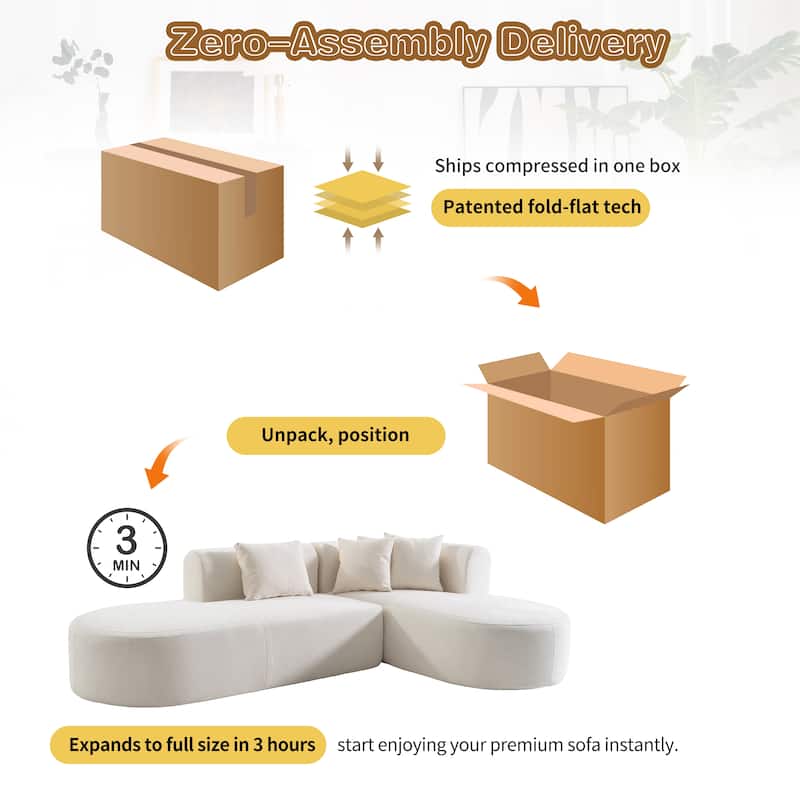 Modular L Shaped Sectional Sofa Modern Corner Couch with Curved Seat