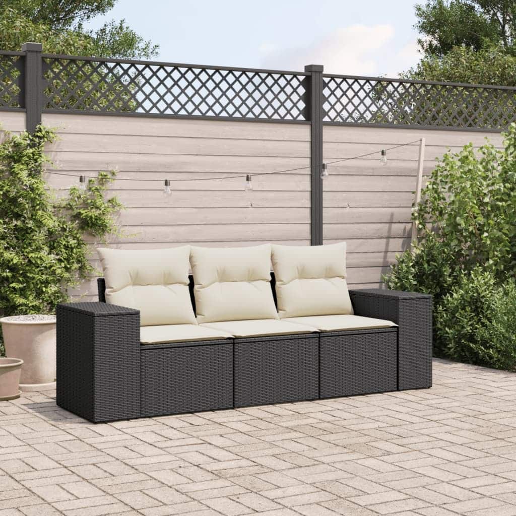 vidaXL Patio Sofa Set with Cushions Outdoor Furniture 4 Piece Poly Rattan