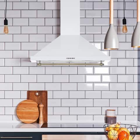 Ancona Vintage Style 30 in. Convertible Wall Pyramid Range Hood, White