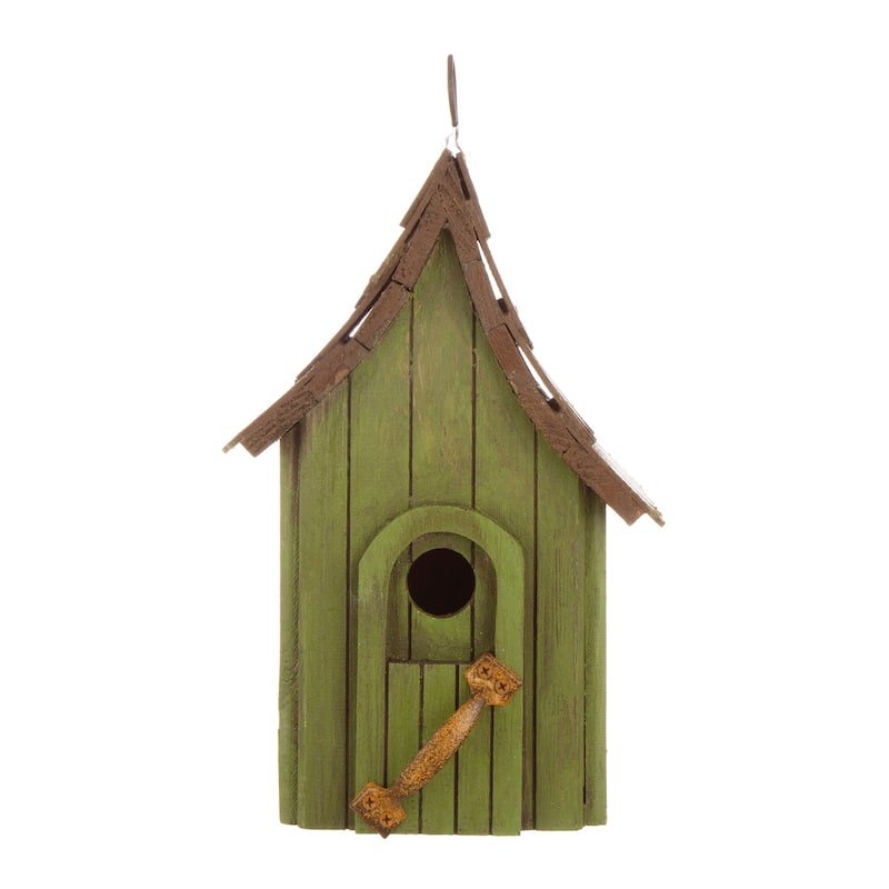 Glitzhome 11.75"H Wooden Hand Painted Distressed Birdhouse - Multi