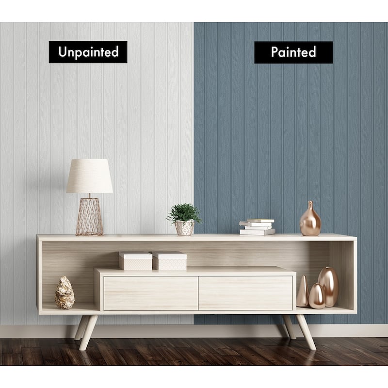 Seabrook Designs Off-White Faux Beadboard Paintable Unpasted Wallpaper - 20.9 in. W x 33 ft. L