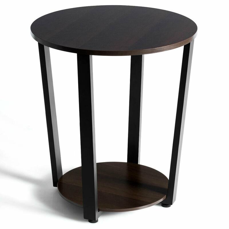 Modern 2-Tier End Table with Removable Shelf and Metal Frame - 19.5" x 19.5" x 22.5" (L x W x H)