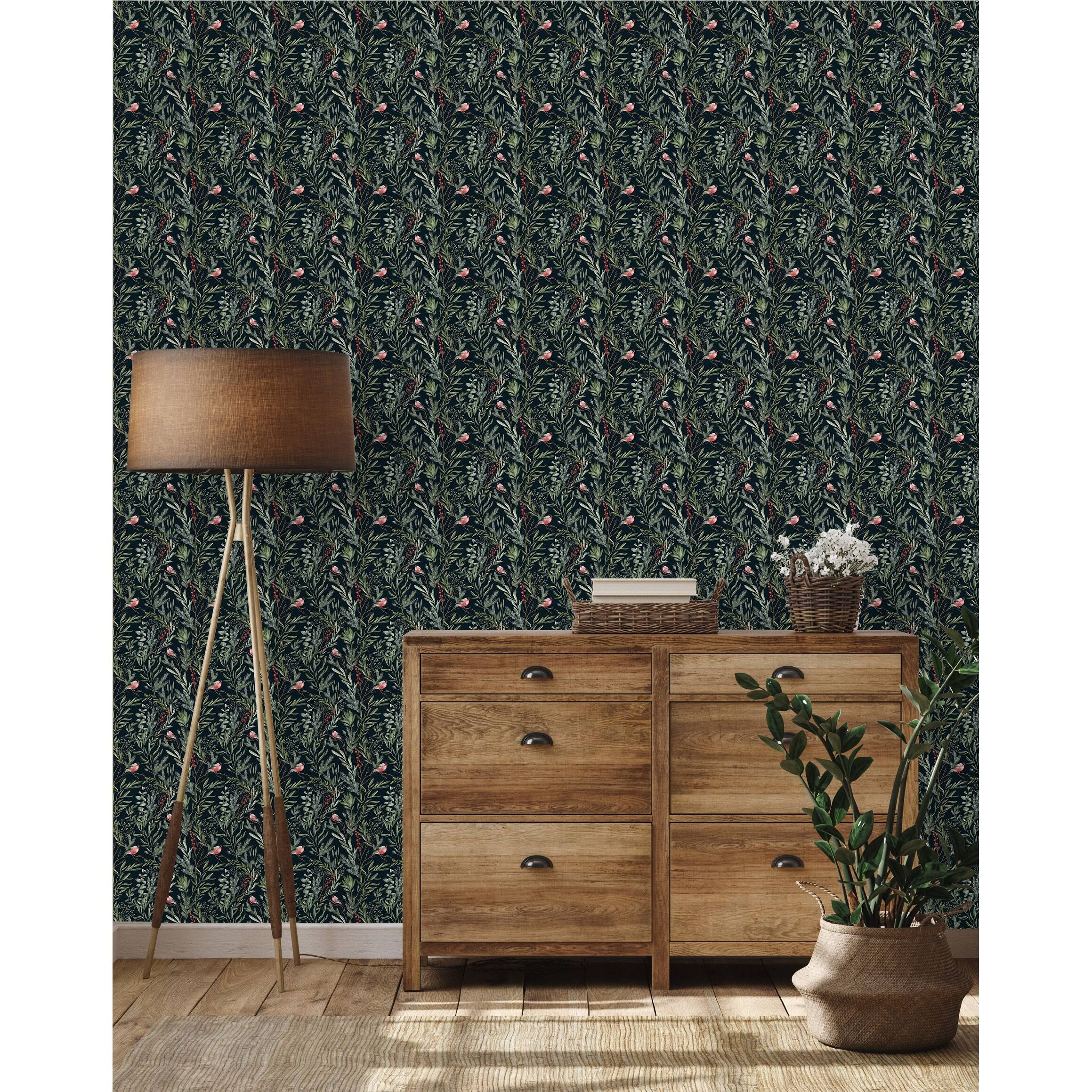 Green Wallpaper with Birds Bed Bath & Beyond 34986766