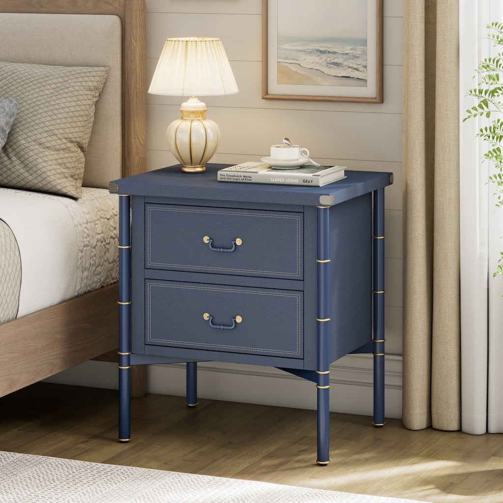 Christopher Knight Home - Harbor Vintage Upholstered Nightstand with Metal Legs and Storage