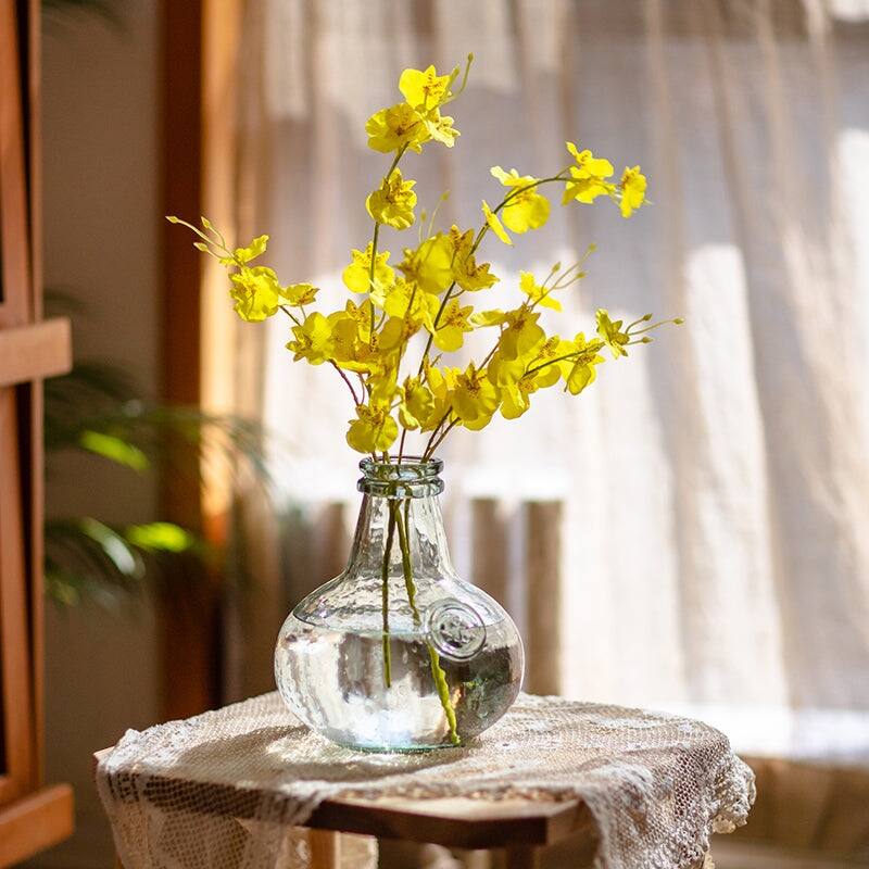 RusticReach Artificial Yellow Dancing Lady Orchid Stem Bundle 19" Tall