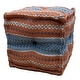 preview thumbnail 17 of 15, Handmade Indo Wool and Jute Kilim Pouf (India) - 16" x 16" x 16" Orange/Blue