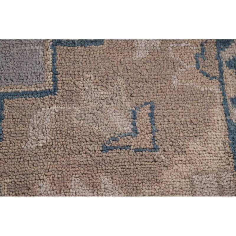 Geometric Oushak Style Area Rug Hand-knotted Oriental Wool Carpet - 8'9"x 11'9"