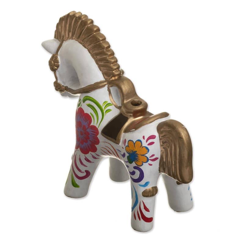 Novica Handmade White Pucara Horse Ceramic Figurine
