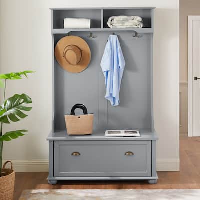 Acroma - Modern Classic Hall Tree with Shoe Rack Bench and Coat Hooks for Hanging Storage - N/A