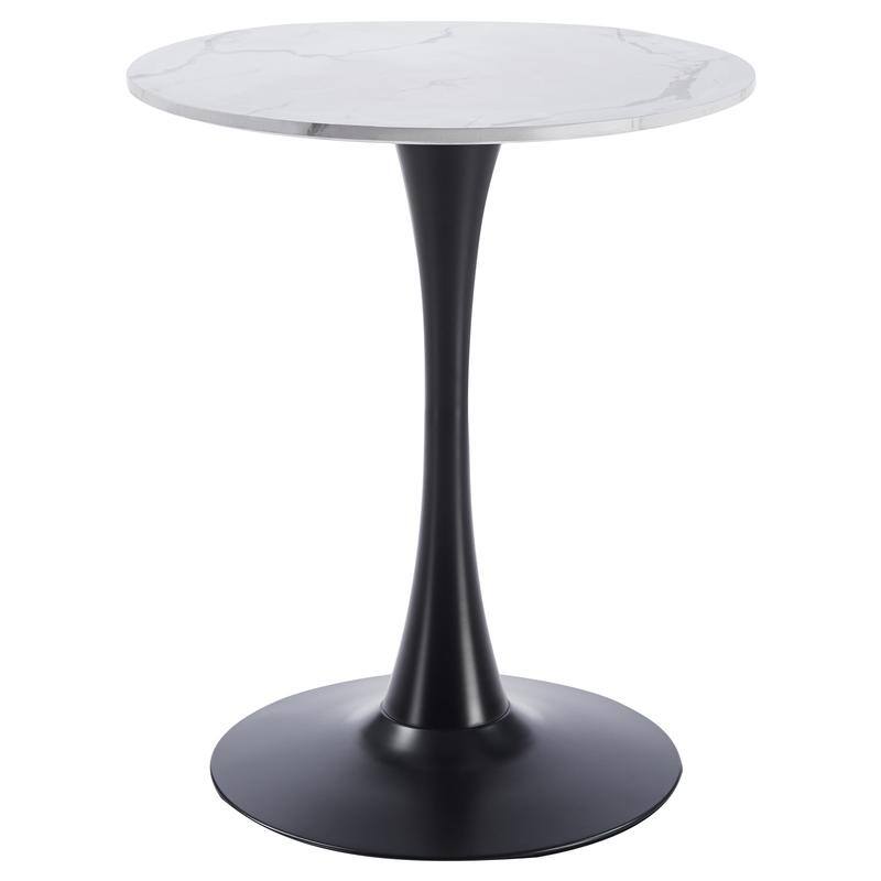 Bristol Modern Solid Wood Top Dining Table with Powder Coated Stainless Steel Pedestal Black Base for Home Kitchen or Restaurant