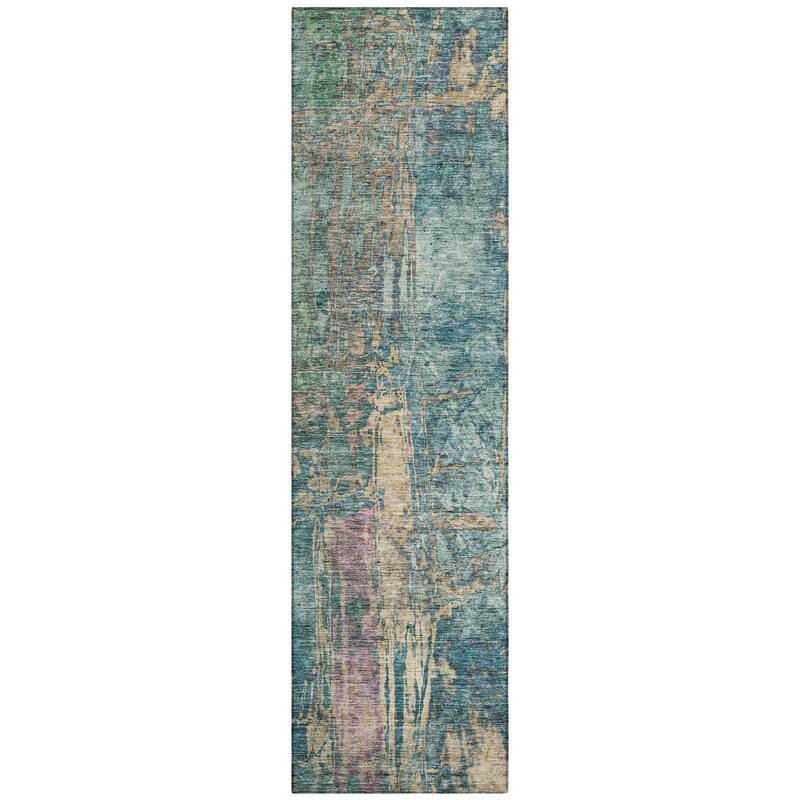 Machine Washable Indoor/ Outdoor Abstract Modern Chantille Rug