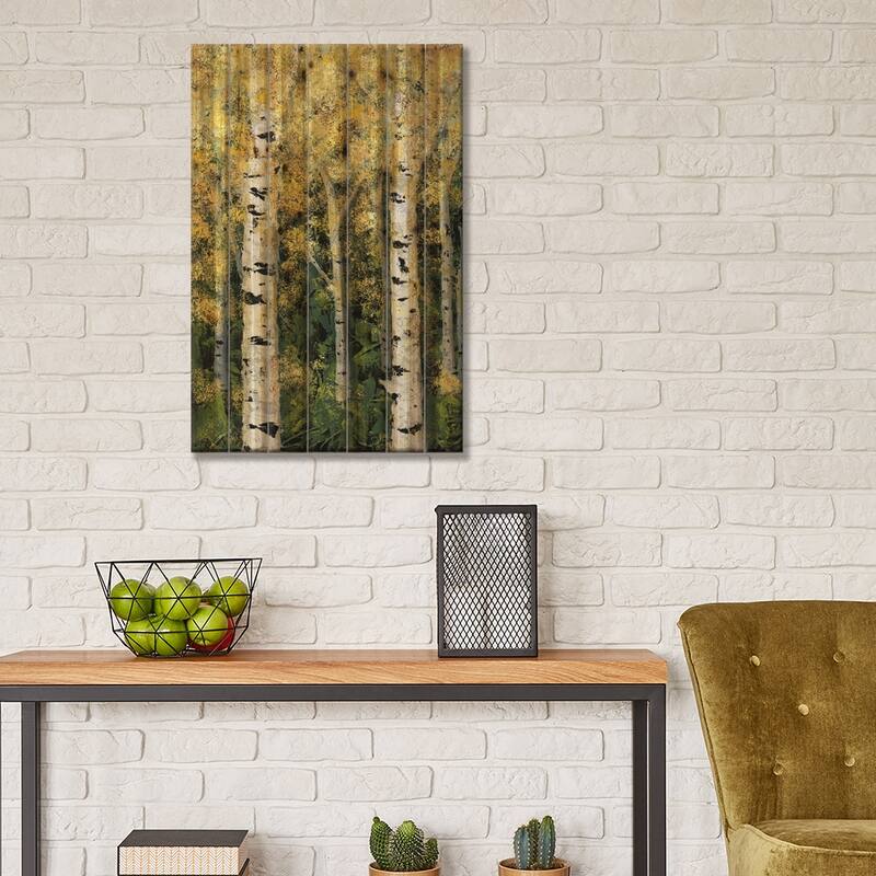 Birch Treeline I Print On Wood by Jade Reynolds - Multi-Color