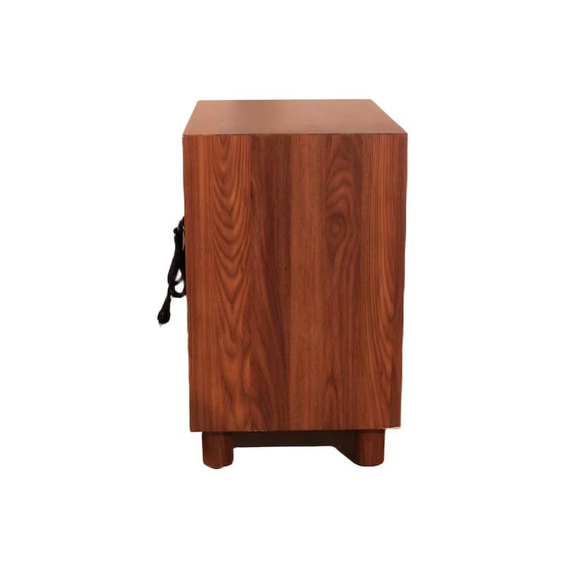 26" Tall Modern Nightstand with Charging Station, 23.75" Wide Wood Bedside Table /2 Storage Drawers