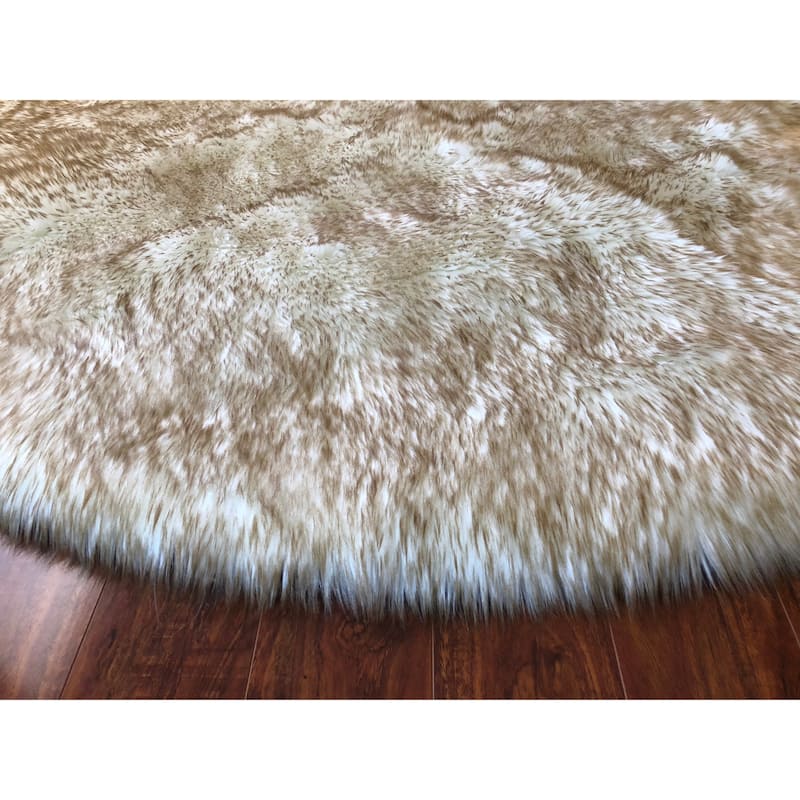 Silver Orchid Nansen Luxurious Faux Sheepskin Round Shag Area Rug