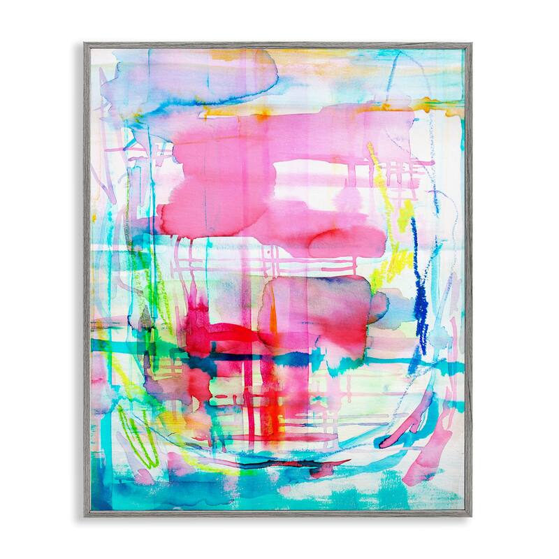 Stupell Vivid Watercolor Abstraction Framed Giclee Art Design By Gemma Bardot - 16 x 20 - Grey
