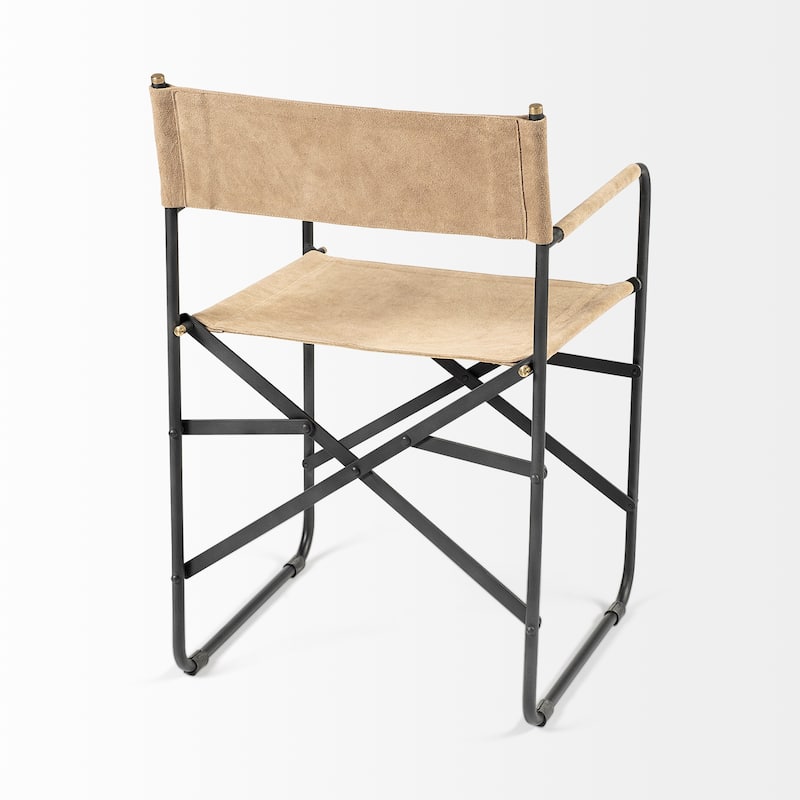 Direttore Tan Genuine Leather Seat w/ Black Iron Frame Dining Chair - 19.7"W x 21.7"D x 33"H