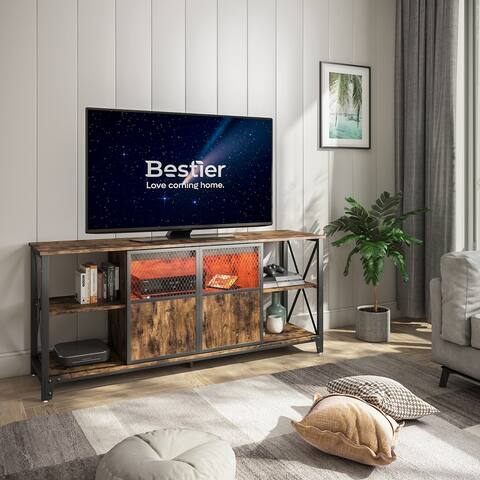 Bestier Industrial TV Stand with Led Lights for 65 Inch Tv