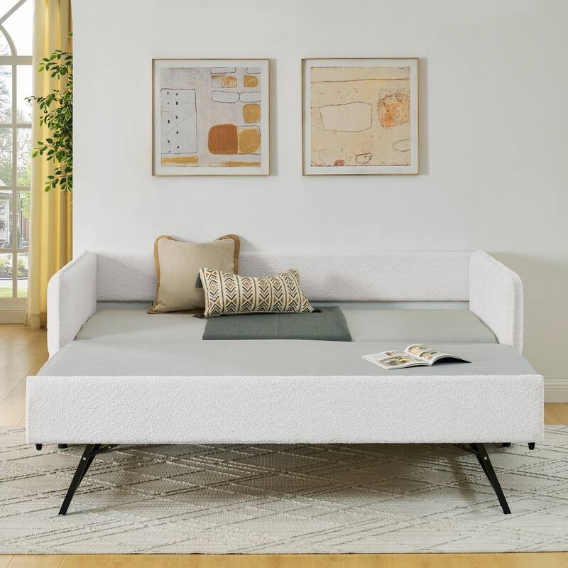 Daybed with Trundle Upholstered Tufted Sofa Bed
