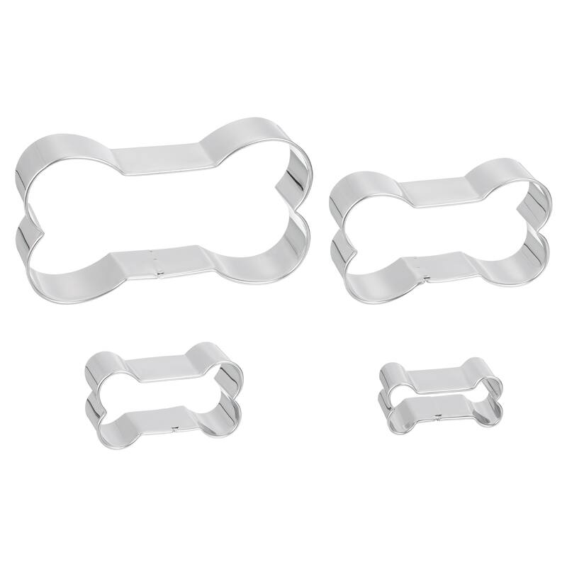 Cookie Cutter Set Bone Shape 4 Piece Set - Silver
