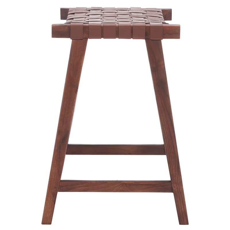 SAFAVIEH Didy 27-inch Woven Leather Rectangle Counter Stool - 19" W x 19" D x 27" H - 19Wx19Dx27H