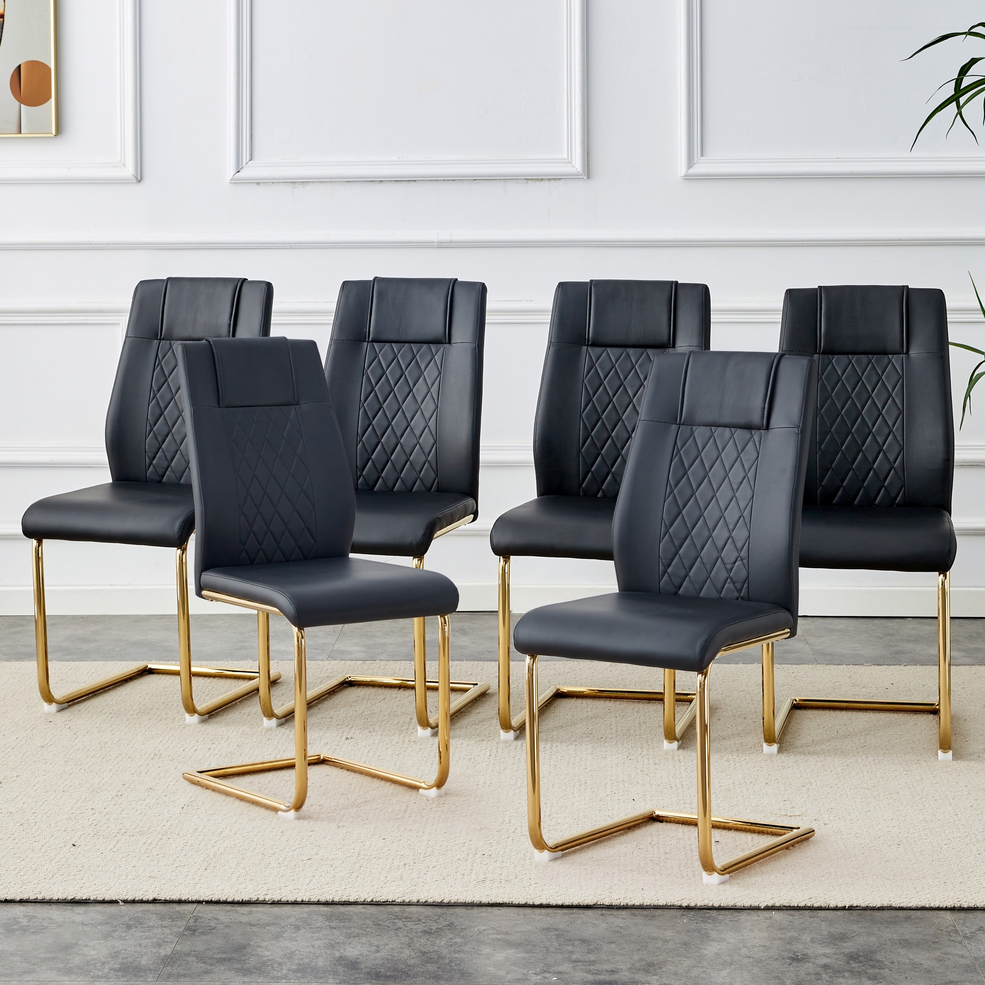 Modern Dining Chairs, Dining Room Chairs, And Golden Leg Cushioned Chairs,Set of 6 pieces