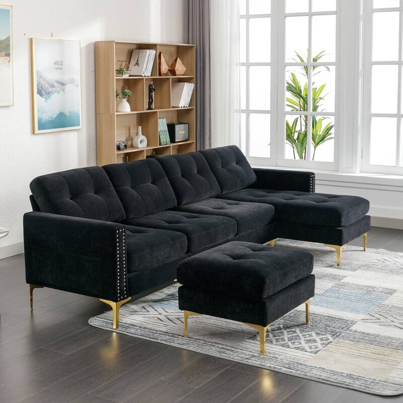 110" L-Shape Convertible Sectional Sofa Couch