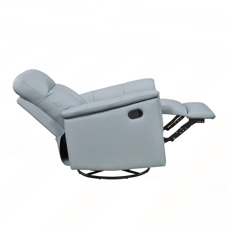 Silver Color Leather Upholstered Reclining Chair