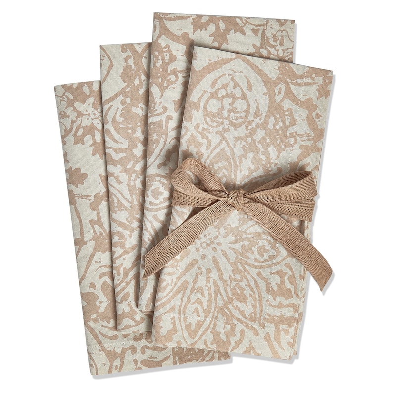 Starflower Cloth Napkins Set of 4 - Multicolor Cotton Kitchen Textiles, 20x20 inches, Machine Washable, Everyday Use - 20 x 20