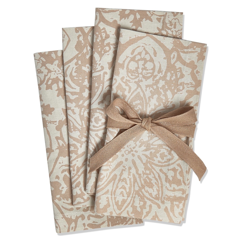 Starflower Cloth Napkins Set of 4 - Multicolor Cotton Kitchen Textiles, 20x20 inches, Machine Washable, Everyday Use - 20 x 20