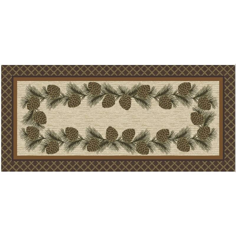 Cozy Cabin Broken Branch Nylon Washable Accent Rug - 20"x44"