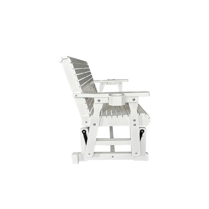 Patio Glider with Cup Holders, High Roll Back and Deep Contoured Seat, Heavy Duty 800 LB